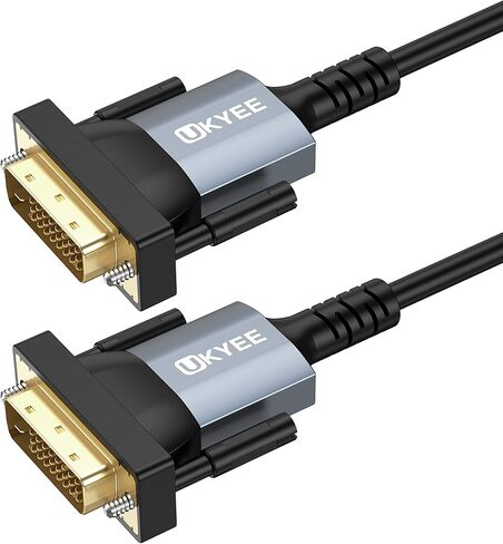 UKYEE DVI إلى DVI كابل شاشة 6FT، 24+1 DVI-D كابل وصلة مزدوج، كابل فيديو رقمي، ذكر إلى ذكر - للألعاب، DVD، أجهزة الكمبيوتر المحمولة، جهاز العرض، HDTV-رمادي in Kuwait