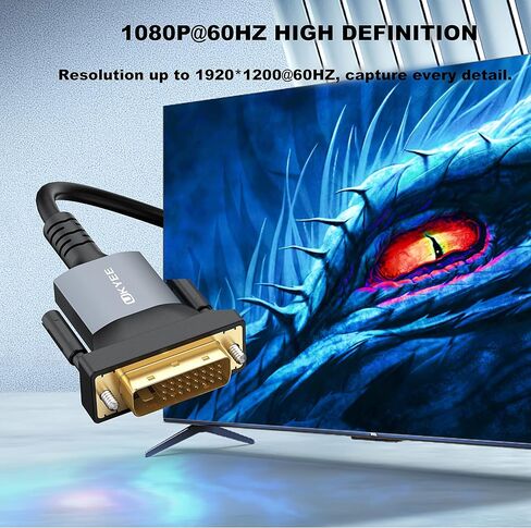 UKYEE DVI إلى DVI كابل شاشة 6FT، 24+1 DVI-D كابل وصلة مزدوج، كابل فيديو رقمي، ذكر إلى ذكر - للألعاب، DVD، أجهزة الكمبيوتر المحمولة، جهاز العرض، HDTV-رمادي in Kuwait