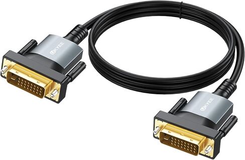 UKYEE DVI إلى DVI كابل شاشة 6FT، 24+1 DVI-D كابل وصلة مزدوج، كابل فيديو رقمي، ذكر إلى ذكر - للألعاب، DVD، أجهزة الكمبيوتر المحمولة، جهاز العرض، HDTV-رمادي in Kuwait