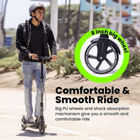 Aero Big Wheels Kick Scooter for Kids 8 Years Old, Teens 12 Years and up, Youth and Adults. Commuter Scooters with Shock Absorption, Lightweight, Foldable and Height Adjustable… in Saudi Arabia