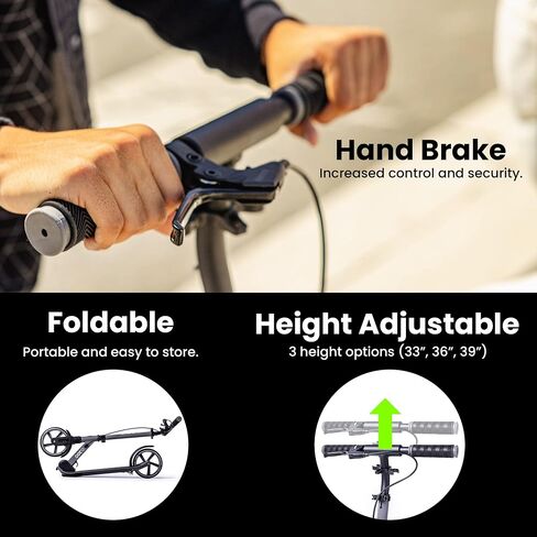 Aero Big Wheels Kick Scooter for Kids 8 Years Old, Teens 12 Years and up, Youth and Adults. Commuter Scooters with Shock Absorption, Lightweight, Foldable and Height Adjustable… in Saudi Arabia