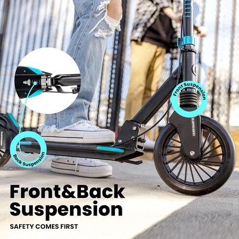 Aero Big Wheels Kick Scooter for Kids 8 Years Old, Teens 12 Years and up, Youth and Adults. Commuter Scooters with Shock Absorption, Lightweight, Foldable and Height Adjustable… in Saudi Arabia