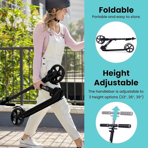 Aero Big Wheels Kick Scooter for Kids 8 Years Old, Teens 12 Years and up, Youth and Adults. Commuter Scooters with Shock Absorption, Lightweight, Foldable and Height Adjustable… in Saudi Arabia