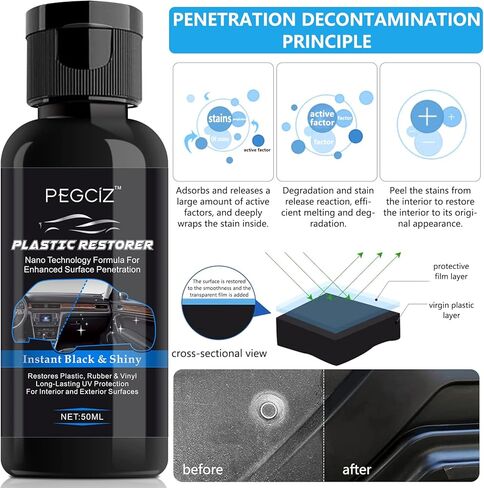 مرمم بلاستيك السيارة لجلب المطاط والفينيل والبلاستيك 50 مل عامل طلاء منشط لبلاستيك السيارة يمنع جفاف الشيخوخة للسيارات والشاحنات والدراجات النارية in Kuwait