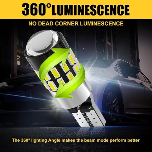 Fluher 2 PCS Car Super Bright LED Bulb, 7000K T10 Non-polarity Backup Reverse Light,3014-30smd 360°Glowing Decoding License Plate Light, Universal Car Lighting (White) in Saudi Arabia
