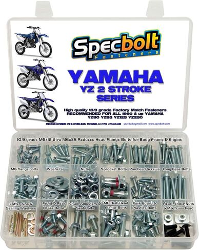 250pc Specbolt Bolt Kit for Yamaha YZ 80 85 125 250. for Maintenance Upkeep and Partial Restoration. OEM Spec Fasteners YZ80 YZ85 YZ125 YZ250 in Saudi Arabia