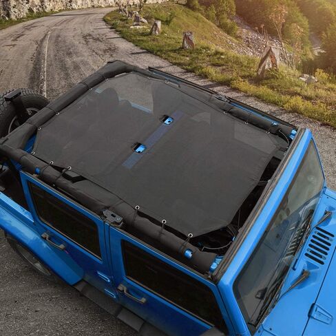Voodonala for Jeep JKU Sunshade Mesh Sun Shade Bikini Top Sunblock Mesh Heat Shield Mesh for 2007-2018 Jeep Wrangler JKU 4 Door, Block Heat Block UV Rays Flag in Saudi Arabia