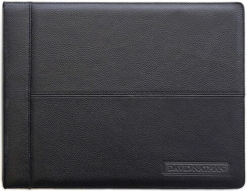 مجلد دفتر شيكات الأعمال الجلدي ذو 7 حلقات بعرض 2 بوصة - 3 في الصفحة - سعة 600 شيك - جيوب للبطاقات ودفاتر الملاحظات - محفظة جلدية - تصميم عالي الجودة من ديفيد ناثان (أسود) in Kuwait