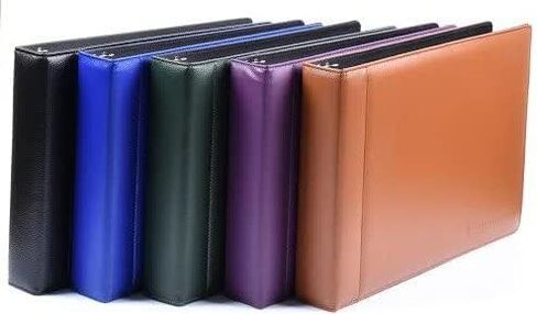 مجلد دفتر شيكات الأعمال الجلدي ذو 7 حلقات بعرض 2 بوصة - 3 في الصفحة - سعة 600 شيك - جيوب للبطاقات ودفاتر الملاحظات - محفظة جلدية - تصميم عالي الجودة من ديفيد ناثان (أسود) in Kuwait