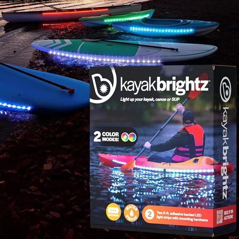 Brightz KayakBrightz LED Kayak Lights - Color Changing & Color Select Modes - Waterproof - Battery Powered - Shine When You Paddle at Night - Fits Most Kayaks, Canoes, & Paddleboards in Kuwait