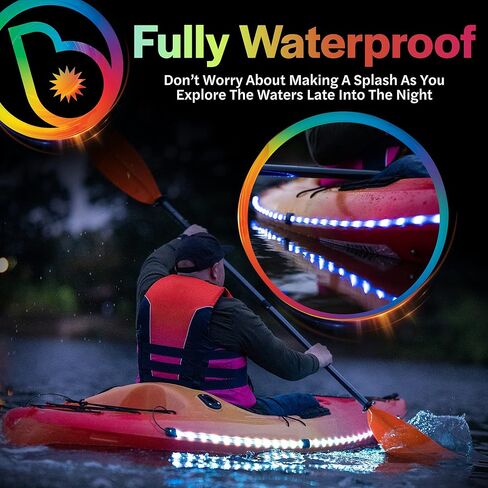 Brightz KayakBrightz LED Kayak Lights - Color Changing & Color Select Modes - Waterproof - Battery Powered - Shine When You Paddle at Night - Fits Most Kayaks, Canoes, & Paddleboards in Kuwait