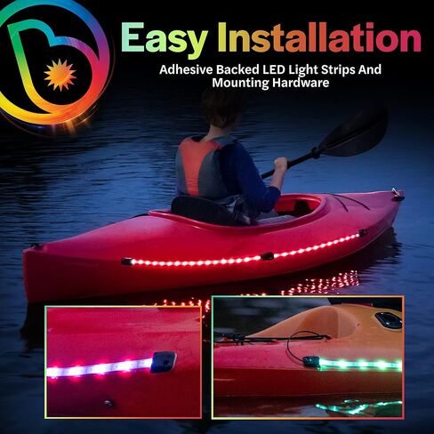 Brightz KayakBrightz LED Kayak Lights - Color Changing & Color Select Modes - Waterproof - Battery Powered - Shine When You Paddle at Night - Fits Most Kayaks, Canoes, & Paddleboards in Kuwait