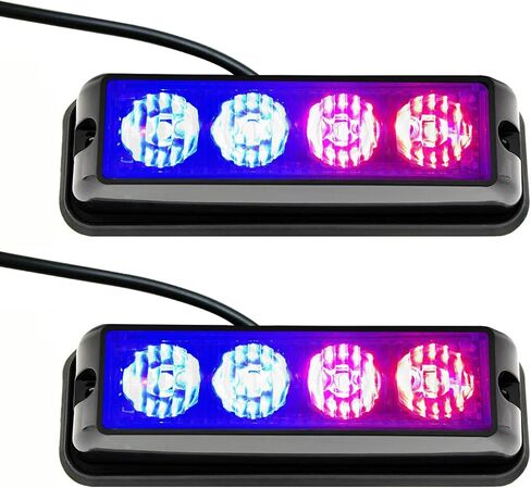 STBLTBAR 4 أضواء LED للطوارئ ستروب تحذير وامض ضوء سطحي للتحذير من خطر البناء شريط ضوء للشاحنات ومركبات السيارات DC 12-24V 2PCS أزرق in Kuwait