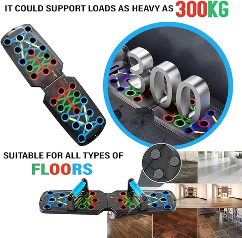 لوح رفع من جيمهيروز للرجال والنساء بمقابض من السيليكون، مناطق مستهدفة للعضلات مرمزة بالألوان، أشرطة مقاومة، حقيبة حمل - معدات تدريب القوة في صالة الألعاب الرياضية المنزلية قابلة للطي in Kuwait