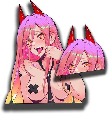 YUNEX 5.1 بوصة 2 قطعة لملحقات السيارة المثيرة Power Anime Peeker ملصق وملصق لنافذة صندوق الكمبيوتر المحمول الأمتعة Campervan ممتص الصدمات ديكور مقاوم للماء in Saudi Arabia