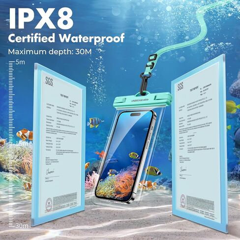 UNBREAKcable Waterproof Phone Pouch, IPX8 Universal Waterproof Phone Case Dry Bag with Lanyard for iPhone 15 14 13 12 11 Pro Max XR X XS SE 8 Plus Samsung S23 S22 Ultra S21 S10 Pixel up to 7", 2 Pack in Saudi Arabia