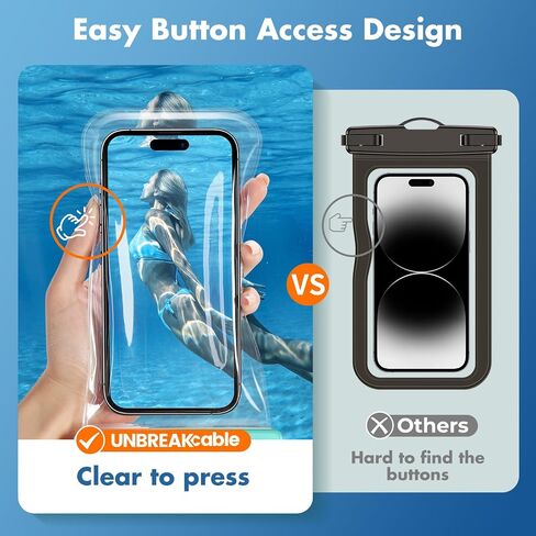UNBREAKcable Waterproof Phone Pouch, IPX8 Universal Waterproof Phone Case Dry Bag with Lanyard for iPhone 15 14 13 12 11 Pro Max XR X XS SE 8 Plus Samsung S23 S22 Ultra S21 S10 Pixel up to 7", 2 Pack in Saudi Arabia