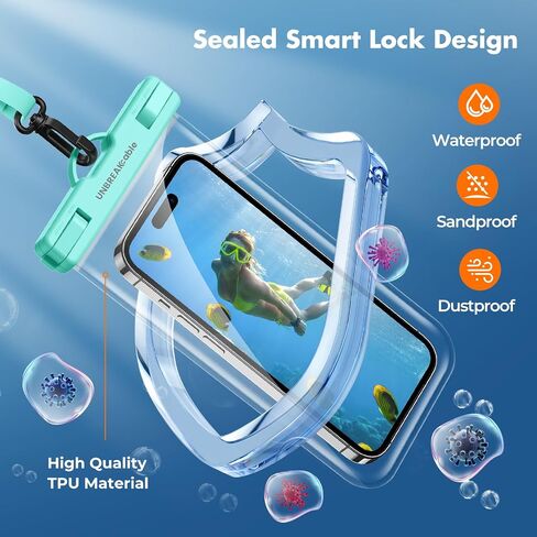 UNBREAKcable Waterproof Phone Pouch, IPX8 Universal Waterproof Phone Case Dry Bag with Lanyard for iPhone 15 14 13 12 11 Pro Max XR X XS SE 8 Plus Samsung S23 S22 Ultra S21 S10 Pixel up to 7", 2 Pack in Saudi Arabia