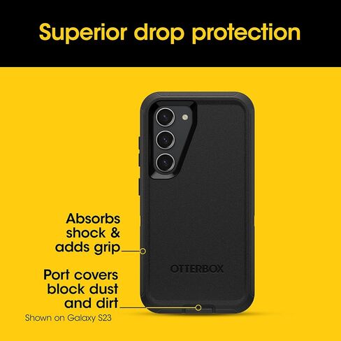 OtterBox Samsung Galaxy S24 Ultra Defender Series Case - BLACK, rugged & durable, with port protection, includes holster clip kickstand in Saudi Arabia