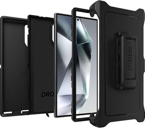OtterBox Samsung Galaxy S24 Ultra Defender Series Case - BLACK, rugged & durable, with port protection, includes holster clip kickstand in Saudi Arabia