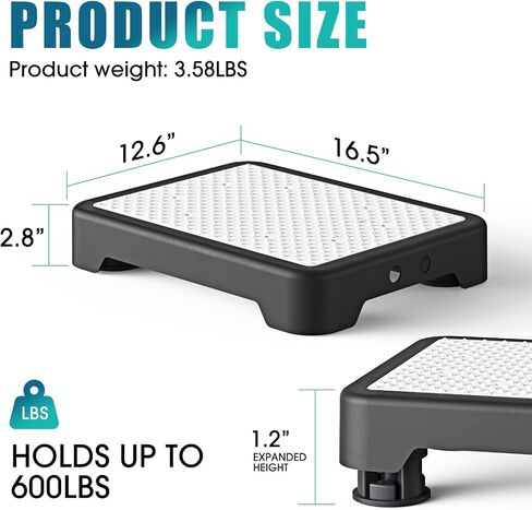 SPACELEAD Mobility Step Stool for Adults & Seniors, Anti-Slip Bathroom Step Stool,Portable Stair Assist Indoor/Outdoor, Platform Step for Kitchen, Office, and Bedroom, 600lbs Capacity, Black-Black in Saudi Arabia