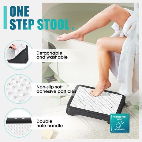 SPACELEAD Mobility Step Stool for Adults & Seniors, Anti-Slip Bathroom Step Stool,Portable Stair Assist Indoor/Outdoor, Platform Step for Kitchen, Office, and Bedroom, 600lbs Capacity, Black-Black in Saudi Arabia