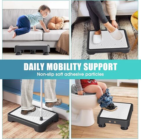 SPACELEAD Mobility Step Stool for Adults & Seniors, Anti-Slip Bathroom Step Stool,Portable Stair Assist Indoor/Outdoor, Platform Step for Kitchen, Office, and Bedroom, 600lbs Capacity, Black-Black in Saudi Arabia