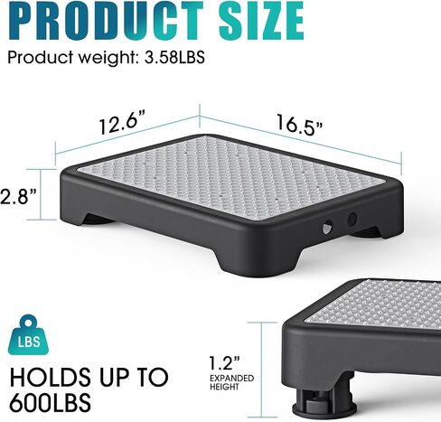 SPACELEAD Mobility Step Stool for Adults & Seniors, Anti-Slip Bathroom Step Stool,Portable Stair Assist Indoor/Outdoor, Platform Step for Kitchen, Office, and Bedroom, 600lbs Capacity, Black-Black in Saudi Arabia