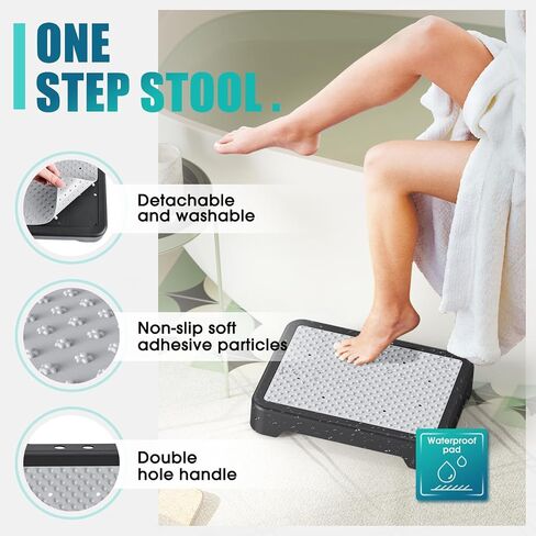 SPACELEAD Mobility Step Stool for Adults & Seniors, Anti-Slip Bathroom Step Stool,Portable Stair Assist Indoor/Outdoor, Platform Step for Kitchen, Office, and Bedroom, 600lbs Capacity, Black-Black in Saudi Arabia
