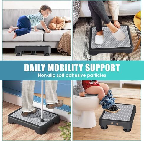 SPACELEAD Mobility Step Stool for Adults & Seniors, Anti-Slip Bathroom Step Stool,Portable Stair Assist Indoor/Outdoor, Platform Step for Kitchen, Office, and Bedroom, 600lbs Capacity, Black-Black in Saudi Arabia