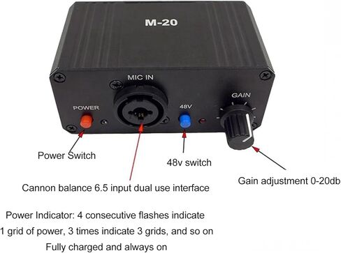 معزز كسب الميكروفون Preamp للميكروفون، مخرج طاقة فانتوم XLR بقدرة 48 فولت للميكروفون الديناميكي والمكثف in Saudi Arabia