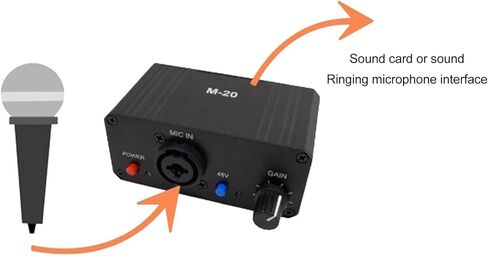 معزز كسب الميكروفون Preamp للميكروفون، مخرج طاقة فانتوم XLR بقدرة 48 فولت للميكروفون الديناميكي والمكثف in Saudi Arabia