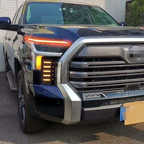 متوافق مع تويوتا تندرا 2022 2023 أبيض/كهرمان DRL متسلسل بدوره إشارة الانعطاف LED النهار الجري الخفيف المصد الأمامي وأضواء الضباب مصباح القيادة in Kuwait