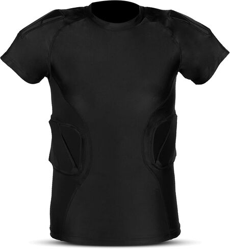 Youth Padded Compression Shirt for Boy's | Protective Gear, Rib Shoulder Protector Undershirt for Football,Baseball & Softball Small | Half Sleeve Small in Kuwait