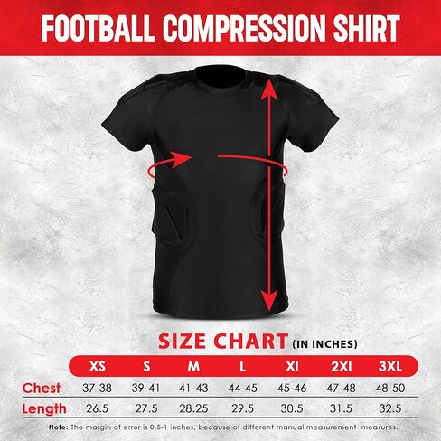 Youth Padded Compression Shirt for Boy's | Protective Gear, Rib Shoulder Protector Undershirt for Football,Baseball & Softball Small | Half Sleeve Small in Kuwait