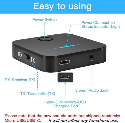 AMANKA Bluetooth Transmitter for TV Audio Bluetooth Adapter for Stereo Receiver Bluetooth Transmitter Receiver 2 in 1 Aux Bluetooth Adapter Low Latency for TV Laptop PC Wireless Headphones Speakers in Saudi Arabia