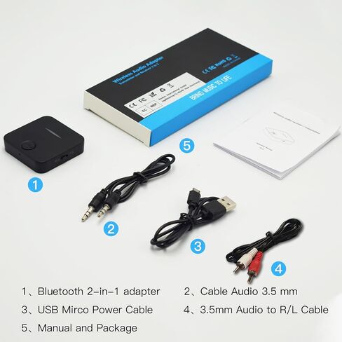 AMANKA Bluetooth Transmitter for TV Audio Bluetooth Adapter for Stereo Receiver Bluetooth Transmitter Receiver 2 in 1 Aux Bluetooth Adapter Low Latency for TV Laptop PC Wireless Headphones Speakers in Saudi Arabia