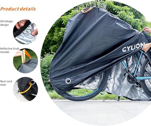 CYLION Bike Cover Outdoor Waterproof Bicycle Covers,210D Heavy Duty Ripstop Bike Storage with Reflective Strips,Anti Dust Rain Snow UV with Lock Holes in Saudi Arabia