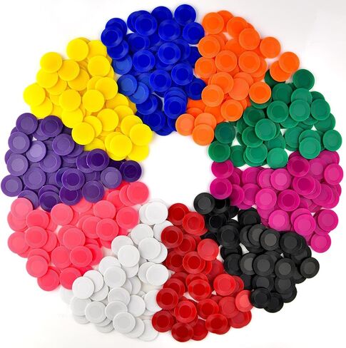 Coopay 1000 Pieces Plastic Poker Chips Poker Card Game Chips Bulk 10 Colors Learning Counters Disks Bingo Chip Counting Markers for Math Practice, Game Tokens and Teaching Rewards, 25 mm/ 1 Inch in Saudi Arabia