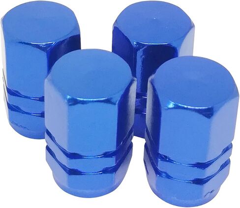 4 PCS Style Polished Aluminum Chrome Tire Valve Stem Caps (Blue) in Saudi Arabia