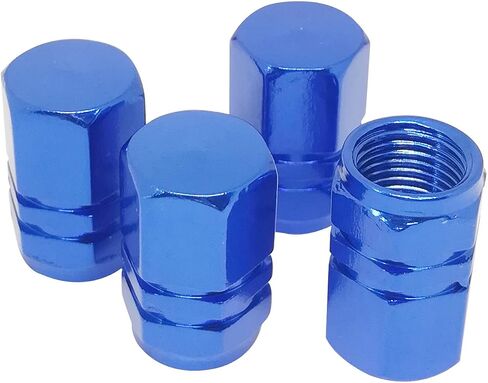 4 PCS Style Polished Aluminum Chrome Tire Valve Stem Caps (Blue) in Saudi Arabia