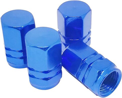 4 PCS Style Polished Aluminum Chrome Tire Valve Stem Caps (Blue) in Saudi Arabia