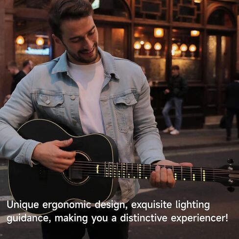 Smart Acoustic Electric Guitar with Lights, Smart Tuner, Music Recognition, Online Lesson, 36'' Travel Acustica Guitarra Guitar Starter Kit of Stand, Gig Bag, Strap, Strings (T2 Black) in Saudi Arabia