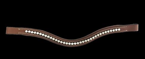 Majestic Ally Curved Crystal Padded Premium Leather English Browband for Horse Bridle (Black) in Saudi Arabia