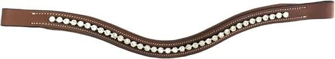Majestic Ally Curved Crystal Padded Premium Leather English Browband for Horse Bridle (Black) in Saudi Arabia