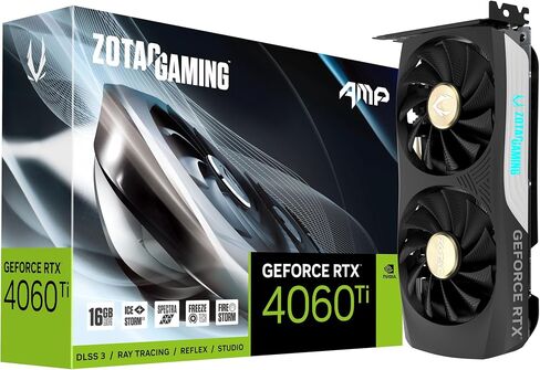 ZOTAC Gaming GeForce RTX 4060 Ti 16GB AMP DLSS 3 16GB GDDR6 128-bit 18 Gbps PCIE 4.0 Compact Gaming Graphics Card, IceStorm 2.0 Advanced Cooling, Spectra RGB Lighting, ZT-D40620F-10M in Saudi Arabia