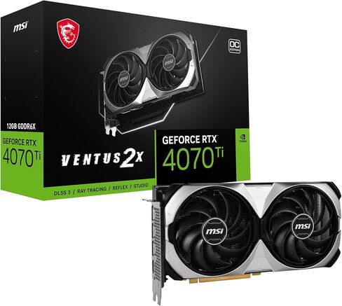 MSI Gaming GeForce RTX 4070 Ti 12GB GDRR6X 192-Bit HDMI/DP Nvlink TORX Fan 4.0 Ada Lovelace Architecture Graphics Card (RTX 4070 Ti Ventus 2X 12G OC), Black in Saudi Arabia