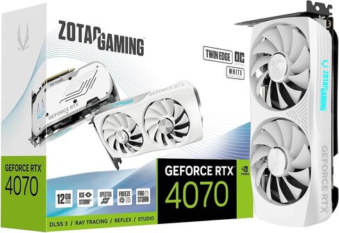 ZOTAC Gaming GeForce RTX 4070 Twin Edge OC White Edition DLSS 3 12GB GDDR6X 192-bit 21 Gbps PCIE 4.0 بطاقة رسومات مدمجة للألعاب، IceStorm 2.0 تبريد متقدم، إضاءة Spectra RGB، ZT-D40700Q-10M in Saudi Arabia
