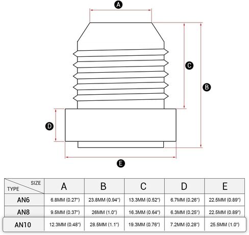 PQY 6AN/8AN/10AN ذكر لحام على تركيب خرطوم بونغ محول زيت الوقود الألومنيوم حزمة من 4 (AN10) in Kuwait