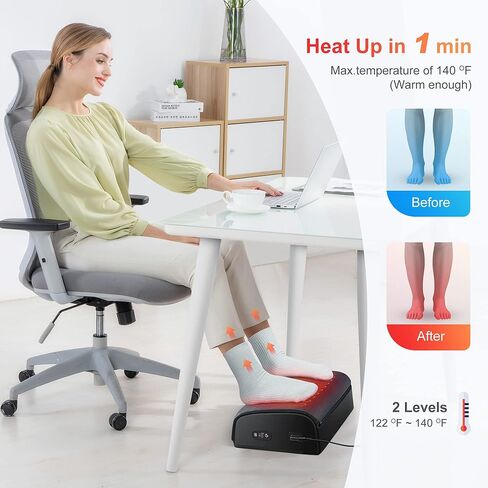 Comfier Heated Foot Rest for Under Desk at Work&Foot Warmer,Adjustable Ergonomic Foot Stand,Office Chair&Home Gaming Desk Footstool,Memory Foam Support Cushion for Back Pain Relief,Gifts for Men,Women in Kuwait